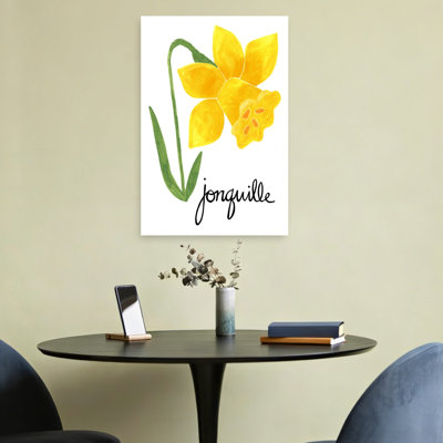 Yellow Jonquil Illustration Vibrant Daffodil Flower Nature Wall Art Print 1 Piece Wrapped Canvas Wall Art