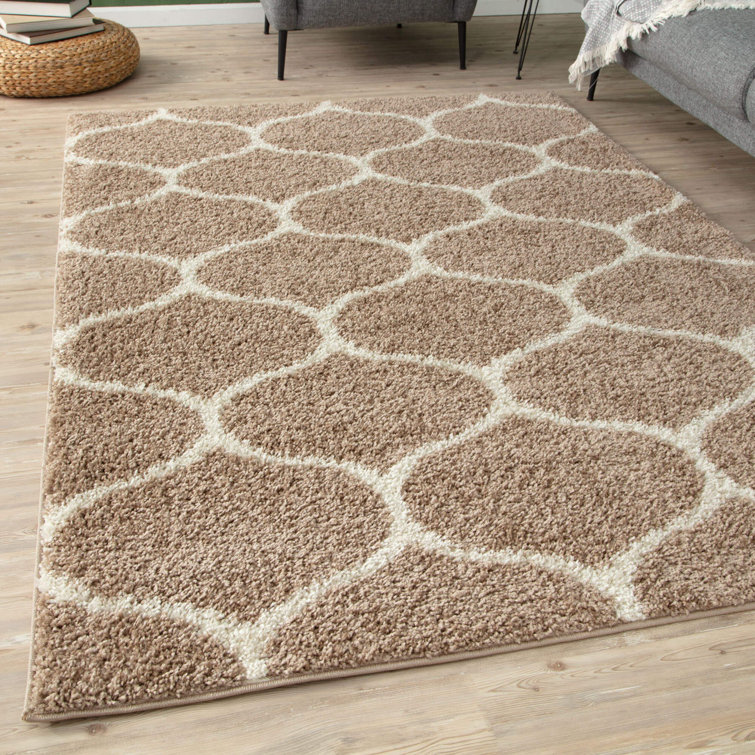 Myshaggy Collection Rugs Trellis Design in Beige