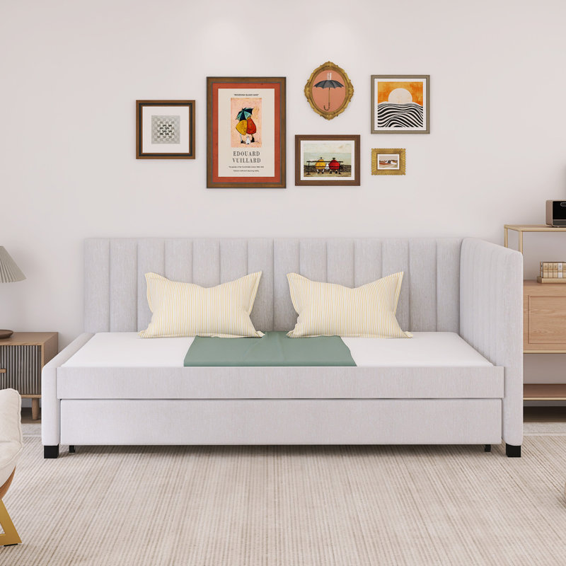 Daybed with Trundle Twin Size Sofa Bed, Beige