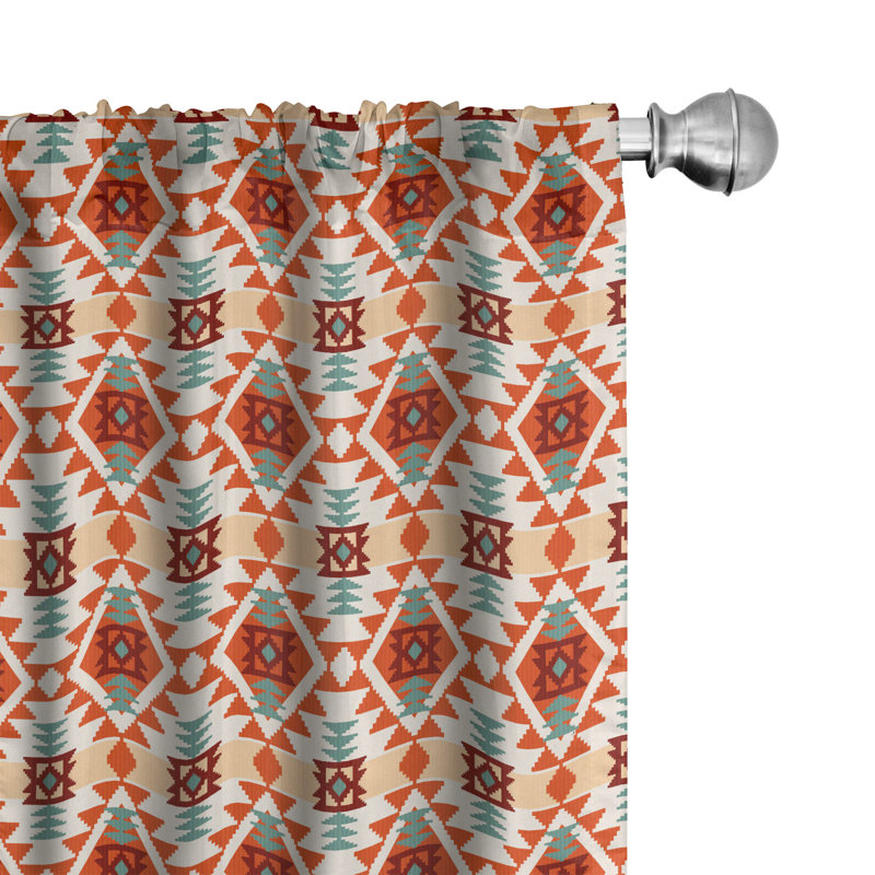 Tribal Geometric Semi-Sheer Rod Pocket Curtain Panels, 28" x 84"