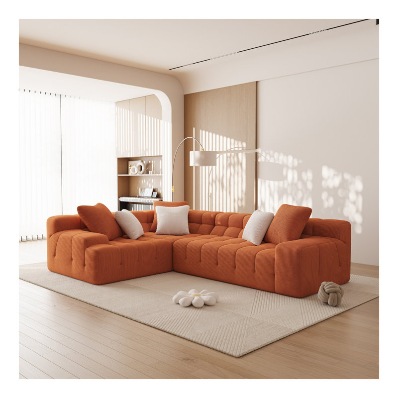 Canapé modulaire en L avec méridienne modulaire en L avec siège profond, Orange