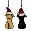 Panneau de vitrail 5,5 "H Pups In Santa Hats