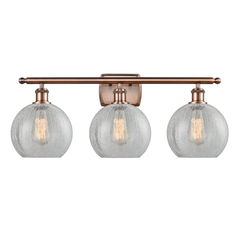 Éclairage de salle de bain à intensité variable à 3 lumières Baptista, Ampoule DEL 6 watts Vinage, Transparent craquelé