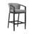Abalone Outdoor Patio Barstool in Aluminum and Wicker with Grey Cushions-66603366