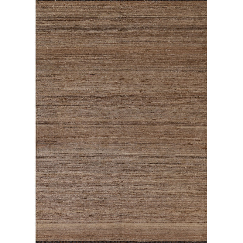 Tapis unique en laine noué à la main 5 x 6 pi 8 po nouvel âge brun / crème