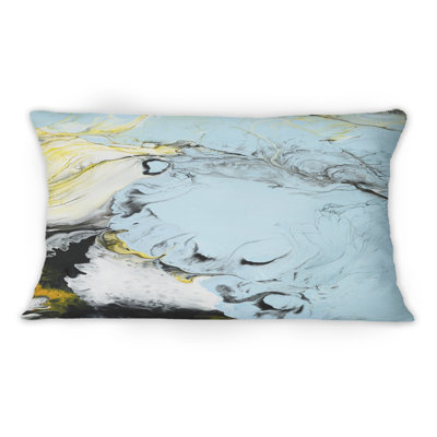 Art à l'encre de marbre bleu clair, jaune et noir - imprimé moderne 1