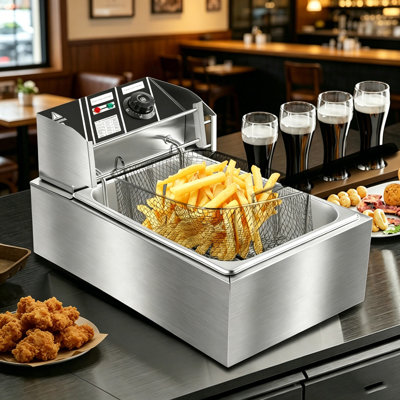 Friteuse profonde - friteuse à huile électrique de 4 litres - 1 grand panier - cuisinière en acier inoxydable
