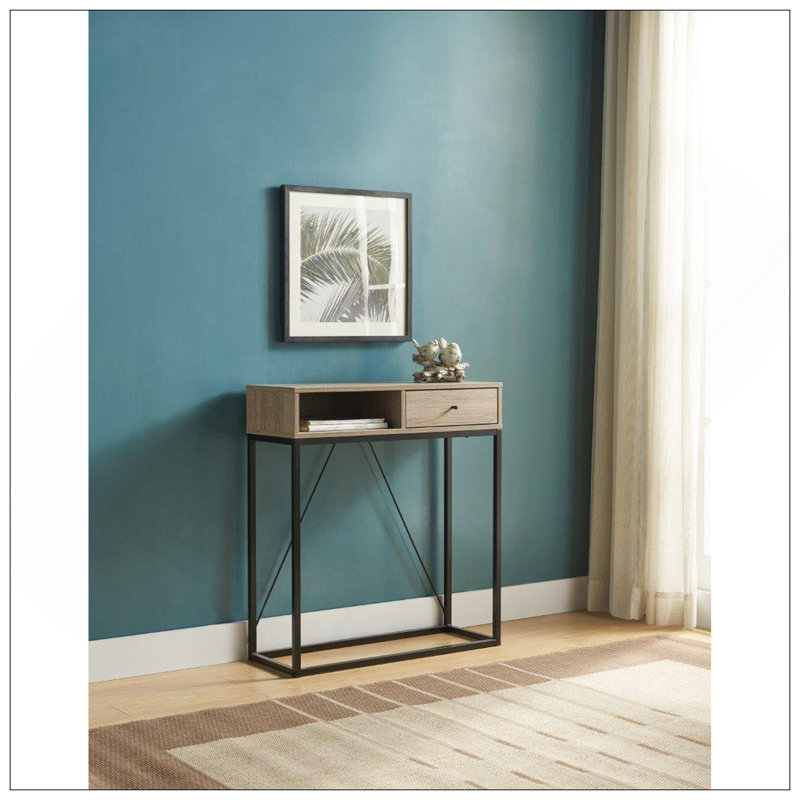Console avec tiroir et casier ouvert - brun et noir