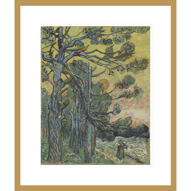 «Pine Trees at Sunset» par Vincent van Gogh, impression giclée encadrée, H 20,93 po x l 17,75 po
