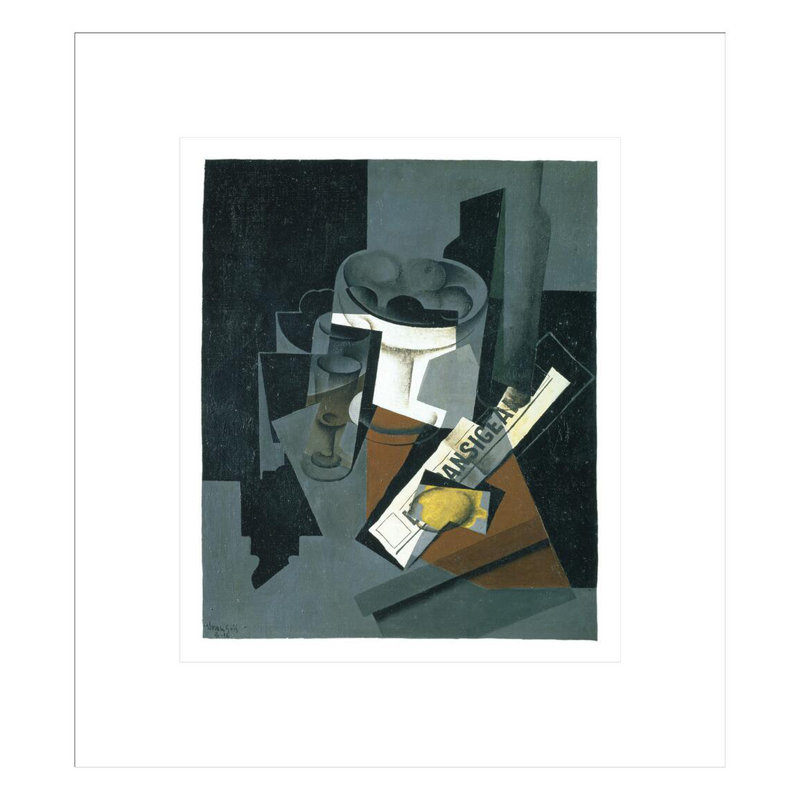Nature morte avec un journal par Juan Gris - impression numérique sur estampe numérique, H 15,36 po x l 13,75 po