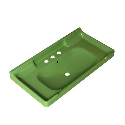 36" Bathroom Ceramic Basin With 3 Pre-Drilled Hole, NO Cabinet And Faucet, Green