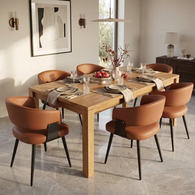 Modern Faux Leather Waterproof Upholstered Dining Chairs Set of 4 with Metal Legs, Mid-Century Kitchen Side Chairs