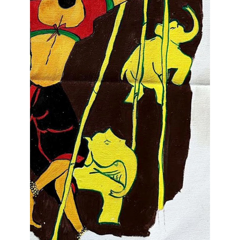 Femme qui travaille | Mélange de clous en acrylique | Par Sambedna