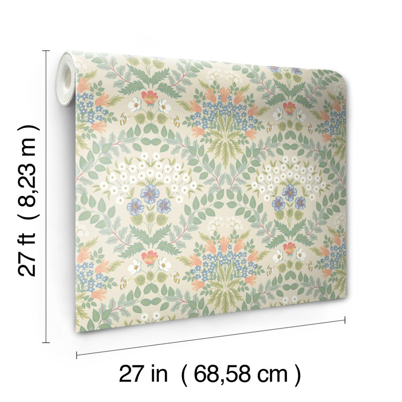 Rouleau de papier peint lisse L 27 pi x l 27 po Bramble, Beige / vert