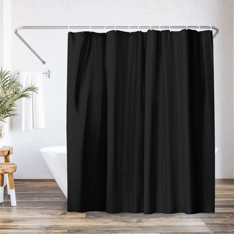 71x74 Parke Solid Shower Curtain - Water Resistant - 100% Polyester Fabric, Black