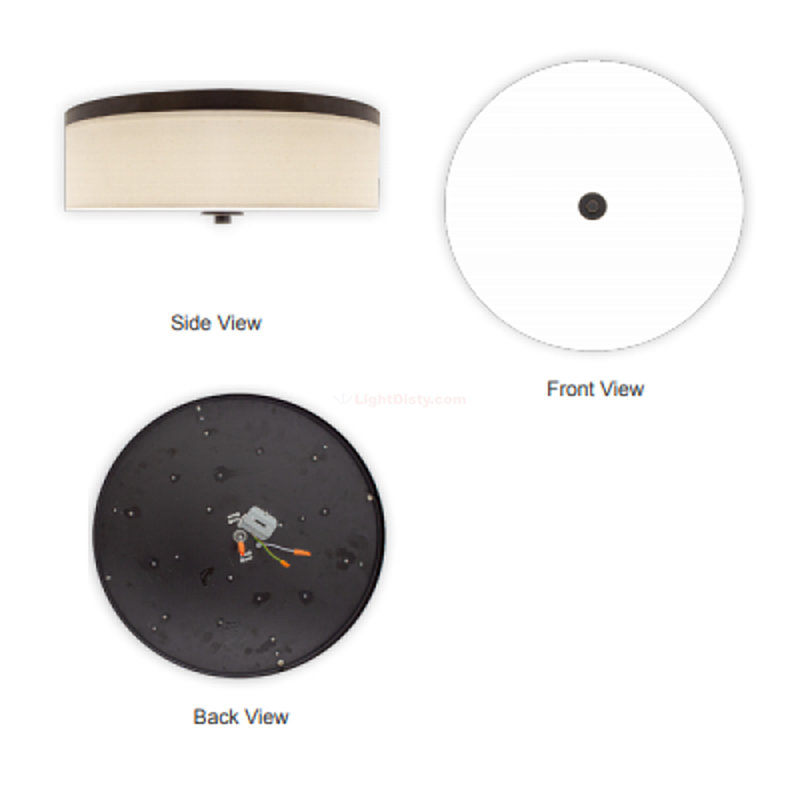 Fordville Fabric LED Flush Mount, Bronze, 22" H x 5" W x 5" D