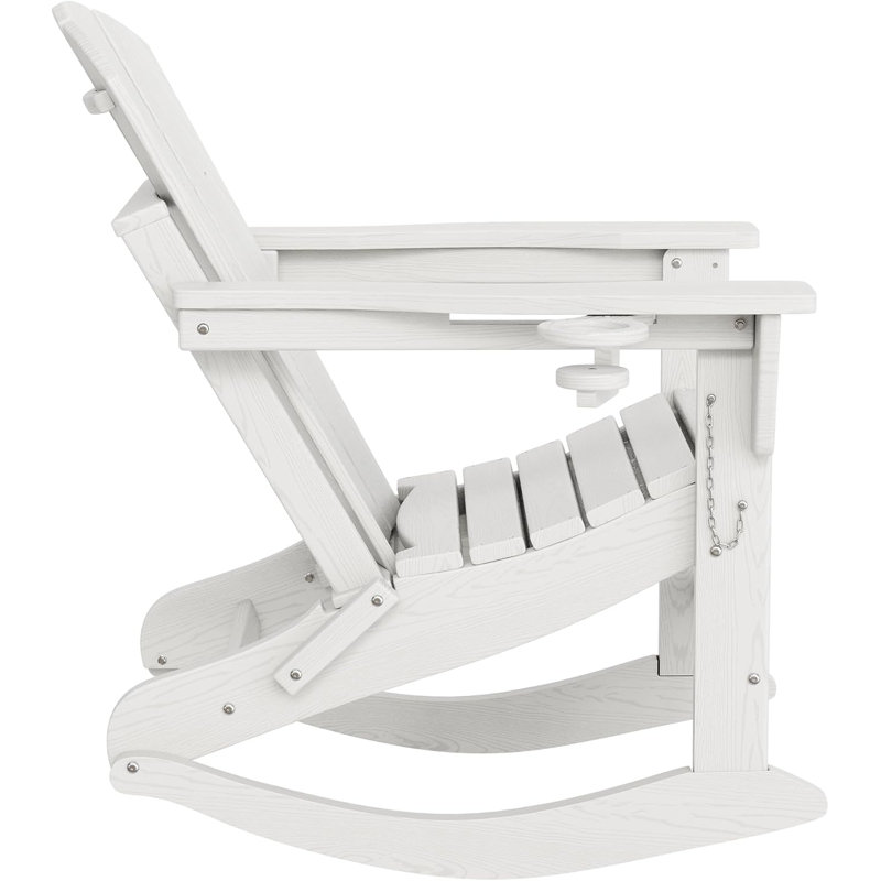 2 chaises pliantes berçantes Adirondack avec repose-pieds rétractable, Blanc