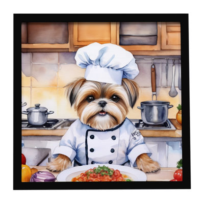 Lhasa Apso The Chef Framed Metal Print