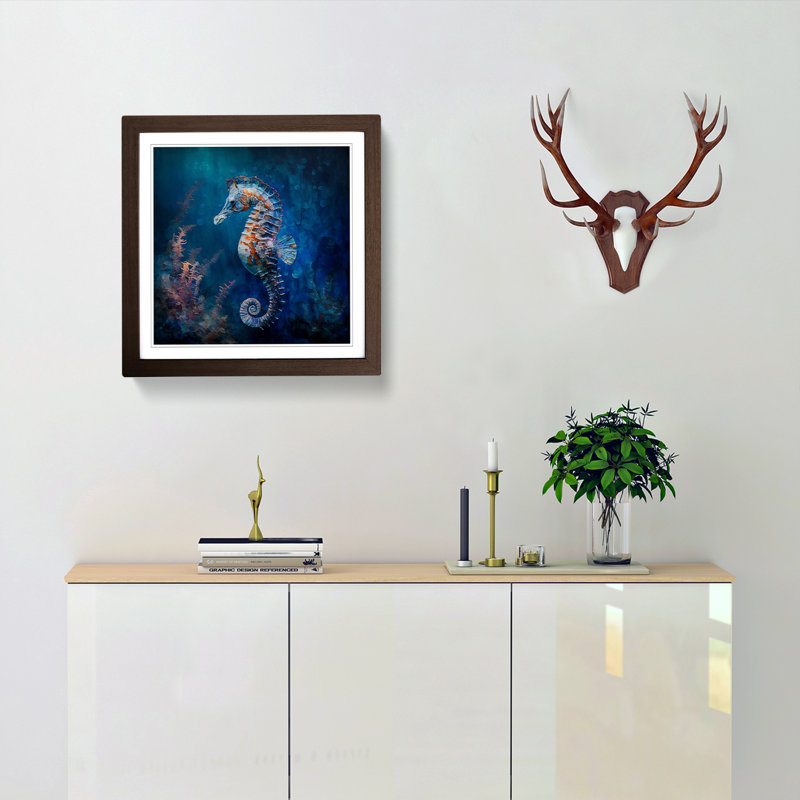 Seahorse Impressionism - Framed Print, Walnut