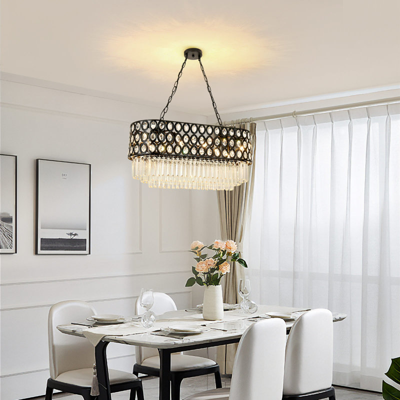 Lustre gradué à 8 lumières Erdenheim, Noir mat