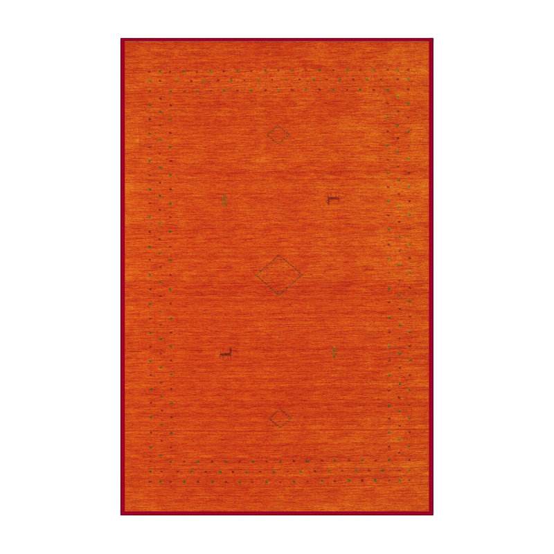 Tapis de zone orange contemporaine, Rectangle 5 pi x 7 pi