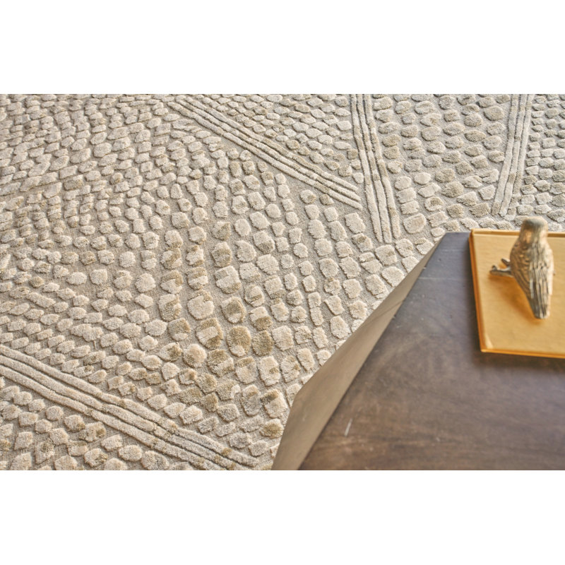 Overture Handmade Hand-Loomed Beige/Gray Area Rug, Rectangle 9' x 12'
