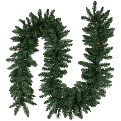 50' Pre-Lit Buffalo Fir Commercial Christmas Garland - Warm White LED Lights