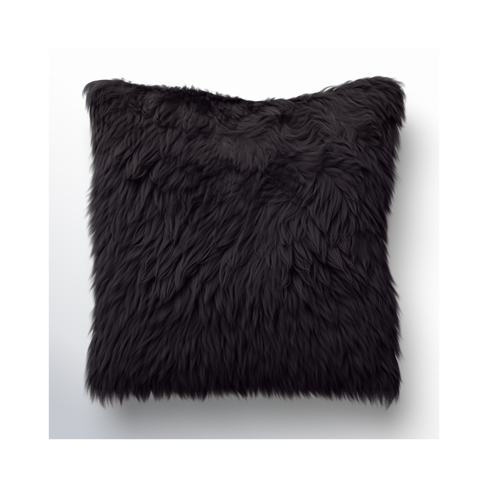 Lecia Faux Fur Throw Pillow, Black