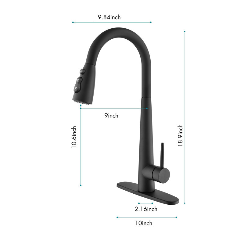 WESTINUS Pull Down Kitchen Faucet, Matte Black