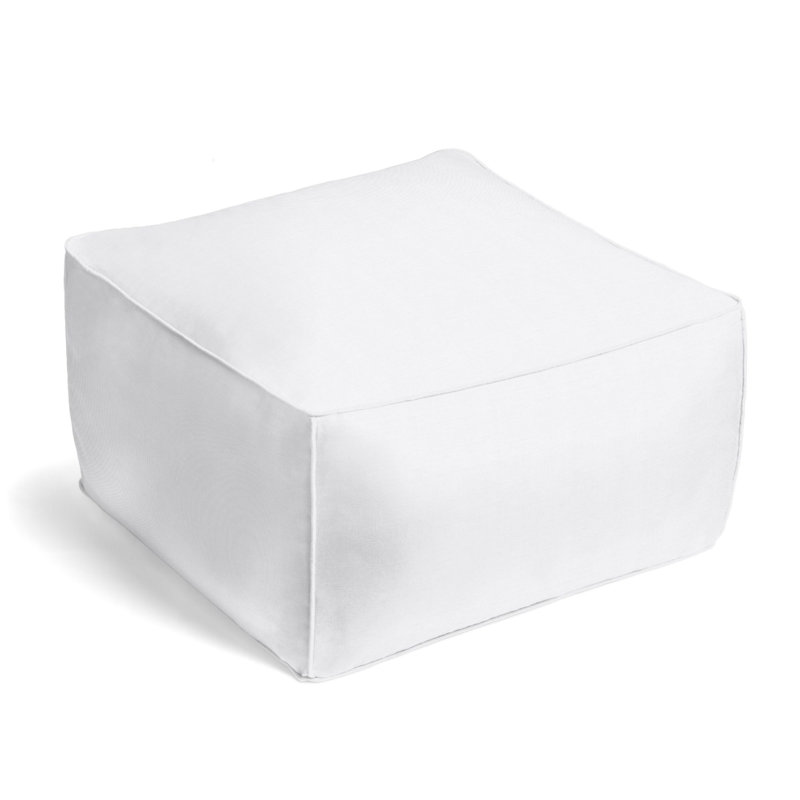 Upholstered Pouf, Optic White 100% Linen