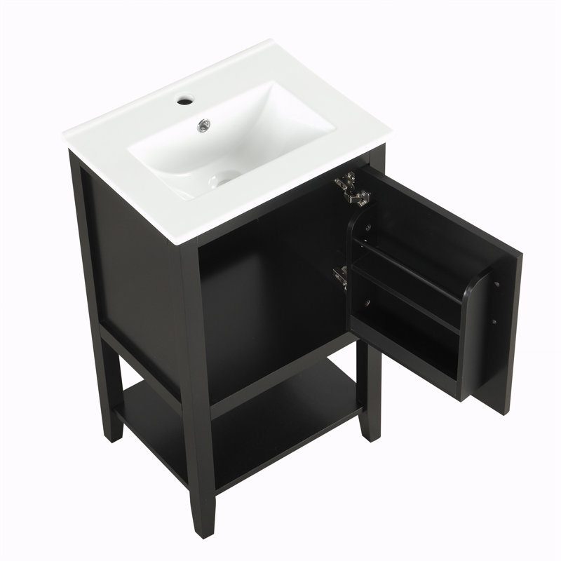 Meuble-lavabo de 20 po avec lavabo, Noir