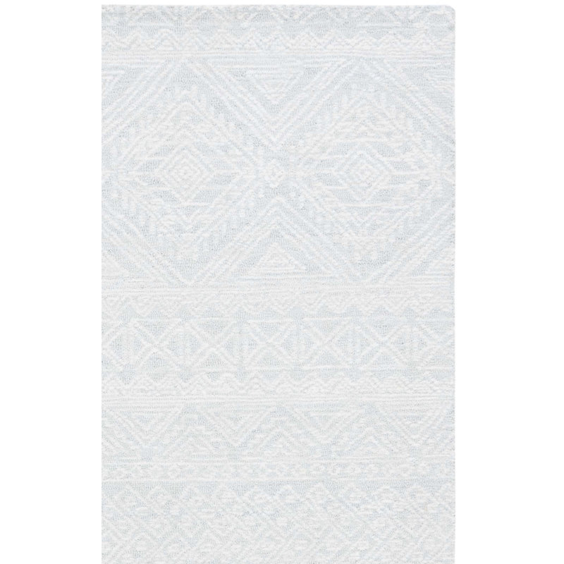 Frachia Tufted Wool Cotton Southwestern Rug in Light Gray/Ivory, Rectangle 3' x 5'