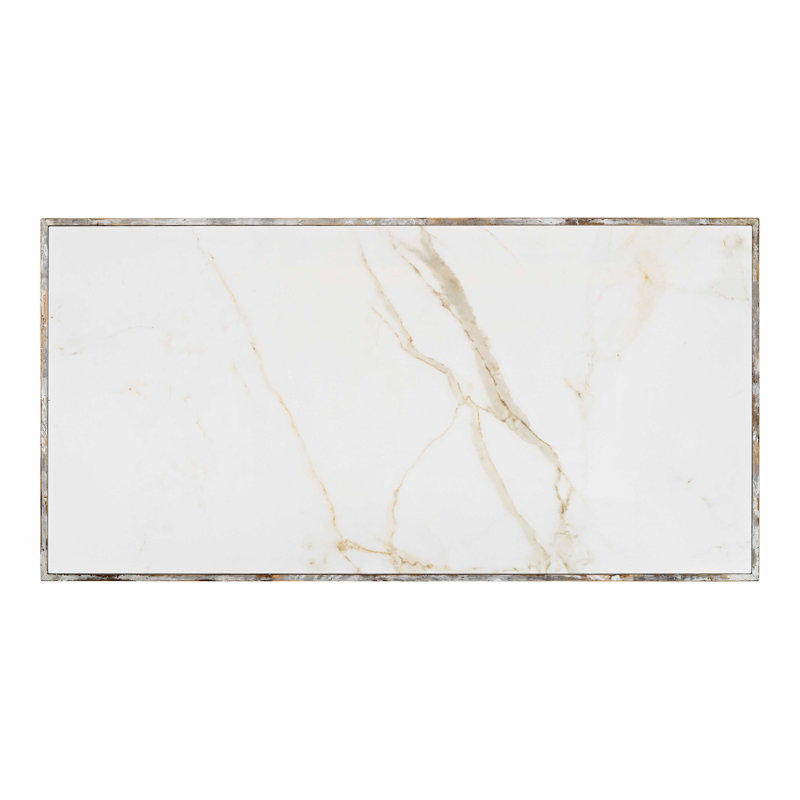Beige Rectangular Extendable Marble Top Dining Table