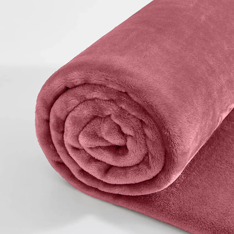 Ultra Soft Plush Faux Fur Reversible Fleece Blanket, 200cm x 240cm, Pink
