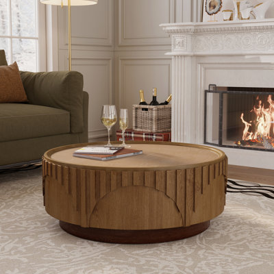 Modern Round Handcrafted Solid Wood Coffee Table