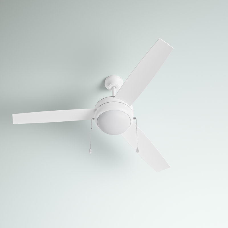 White Modern 52" Ceiling Fan with LED Light Kit