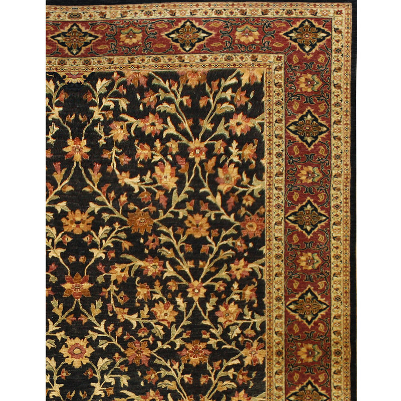 Wool Oriental Area Rug in Black, Rectangle 12' x 24'