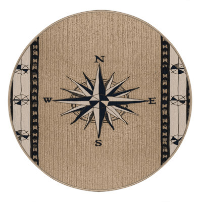 Washable Compass borders Nautical Area Rug