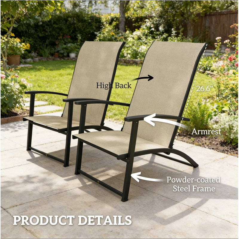 Ensemble de 2 chaises d'extérieur pliantes, Beige/noir