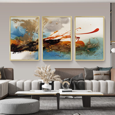 QS15-7_Ab Abstract Lines Wall Art - ensemble de 3 reproductions de cadres photo sur toile