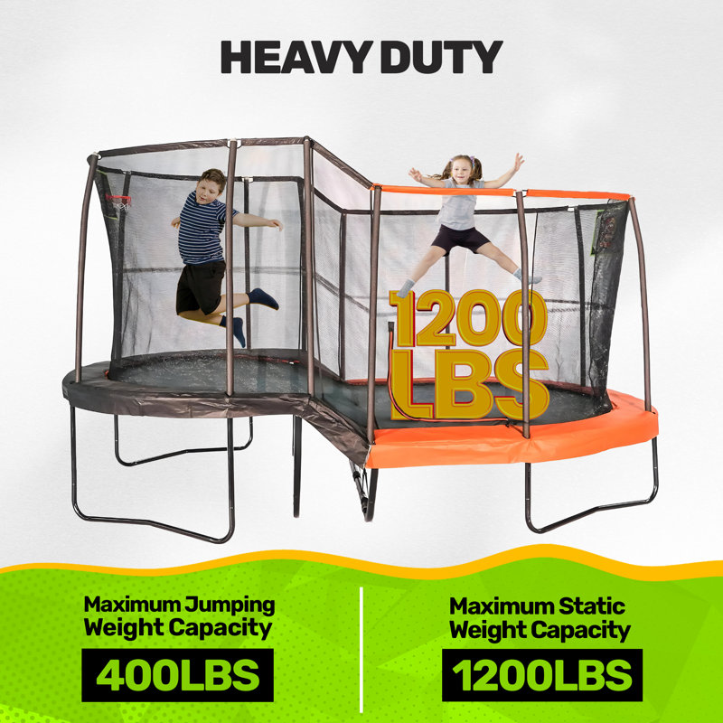 10' x 17' Black Steel Oval Trampoline with Enclosure