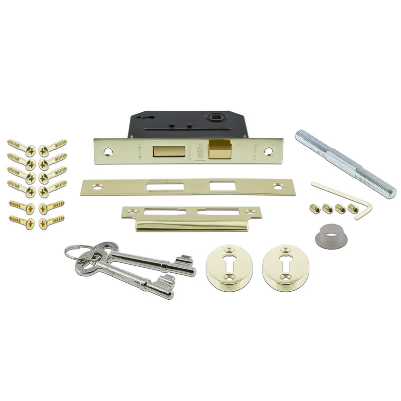 Crystal Parlor Interior Mortise Door Lever with Classic Rosette, Unlacquered Brass