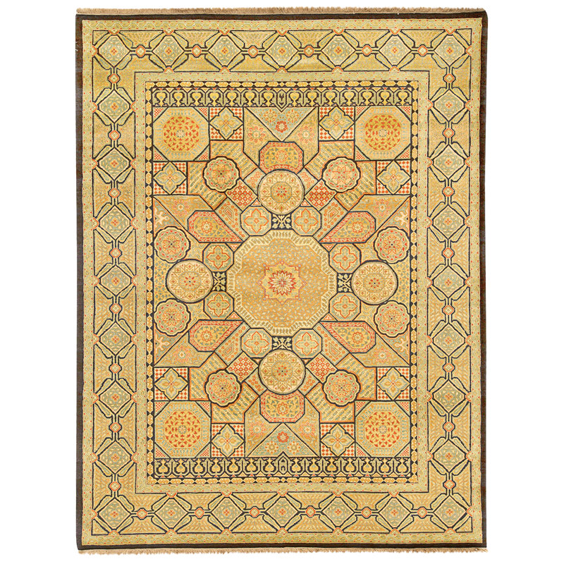 Hand Knotted Wool Area Rug in Black
