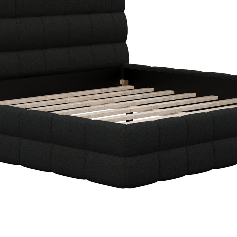 Lit plateforme moderne avec design rembourré, Noir