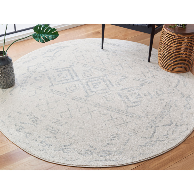 Tapis ivoire / gris clair Tulum 268, Rond 6 pi 7 po