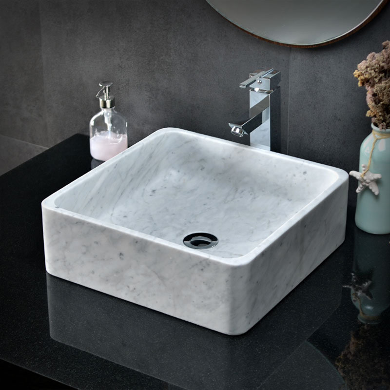 AA Warehousing 15.75'' White Stone Square Bathroom Sink