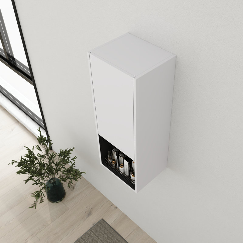 12'' Single Bathroom Storage With Soft Close Door, White