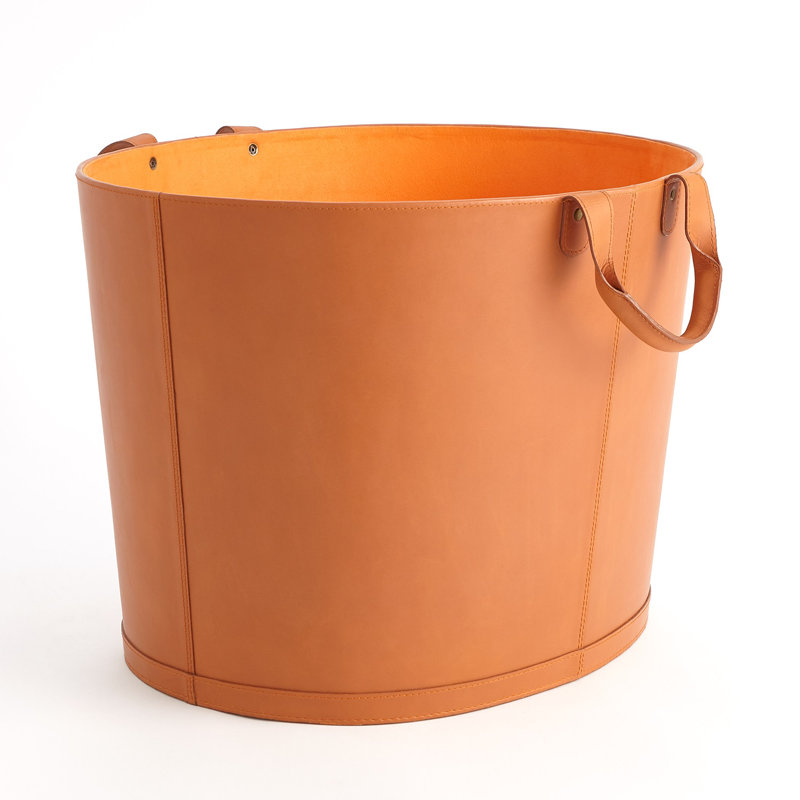 Panier ovale en cuir surdimensionné - orange