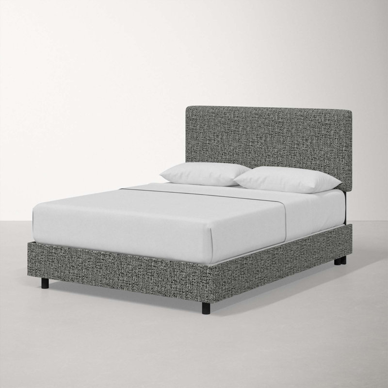 Lit tapissier Atoll, Tweed poivre moderne, Très grand