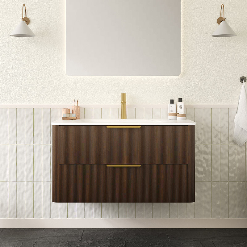 Meuble-lavabo 36 po avec lavabo Zane, Noyer, 36"